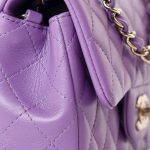 22s Purple Lambskin Quilted Mini Rectangular Single Flap - Image 5