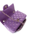 22s Purple Lambskin Quilted Mini Rectangular Single Flap - Image 7