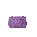 22s Purple Lambskin Quilted Mini Rectangular Single Flap - Image 14
