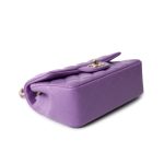22s Purple Lambskin Quilted Mini Rectangular Single Flap - Image 17