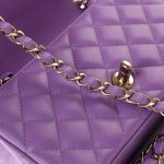 22s Purple Lambskin Quilted Mini Rectangular Single Flap - Image 21