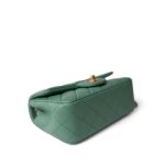 23C Green Lambskin Quilted Mini Pearl Crush Antique Gold Hardware - Image 11