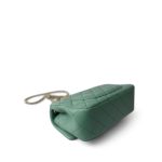 23C Green Lambskin Quilted Mini Pearl Crush Antique Gold Hardware - Image 14