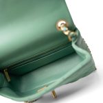 23C Green Lambskin Quilted Mini Pearl Crush Antique Gold Hardware - Image 16