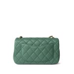 23C Green Lambskin Quilted Mini Pearl Crush Antique Gold Hardware - Image 15