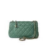 23C Green Lambskin Quilted Mini Pearl Crush Antique Gold Hardware - Image 8