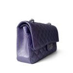 23P Metallic Purple Lambskin Quilted Classic Flap Medium Silver Hardware - Image 6