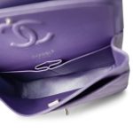 23P Metallic Purple Lambskin Quilted Classic Flap Medium Silver Hardware - Image 11