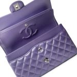 23P Metallic Purple Lambskin Quilted Classic Flap Medium Silver Hardware - Image 8