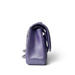 23P Metallic Purple Lambskin Quilted Classic Flap Medium Silver Hardware - Image 7