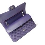 23P Metallic Purple Lambskin Quilted Classic Flap Medium Silver Hardware - Image 9