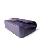 23P Metallic Purple Lambskin Quilted Classic Flap Medium Silver Hardware - Image 12