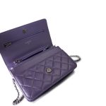 Purple Iridescent Lambskin Quilted Wallet on Chain / WOC Light Gold Hardware - Image 5