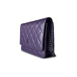 Purple Iridescent Lambskin Quilted Wallet on Chain / WOC Light Gold Hardware - Image 4