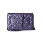 Purple Iridescent Lambskin Quilted Wallet on Chain / WOC Light Gold Hardware - Image 8