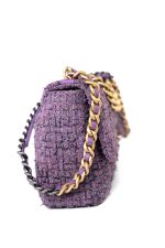 Purple Tweed Quilted 19 Flap Large Mixed Hardware - Image 12
