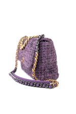 Purple Tweed Quilted 19 Flap Large Mixed Hardware - Image 8