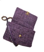 Purple Tweed Quilted 19 Flap Large Mixed Hardware - Image 7