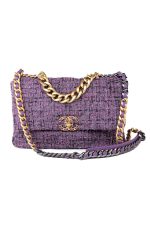 Purple Tweed Quilted 19 Flap Large Mixed Hardware - Image 11