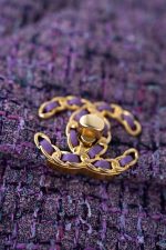 Purple Tweed Quilted 19 Flap Large Mixed Hardware - Image 15