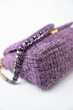 Purple Tweed Quilted 19 Flap Large Mixed Hardware - Image 4