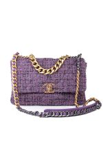 Purple Tweed Quilted 19 Flap Large Mixed Hardware