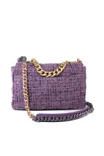 Purple Tweed Quilted 19 Flap Large Mixed Hardware - Image 10
