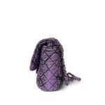 Washed Denim Quilted Small Purple Denimpression Flap Silver Hardware - Image 5