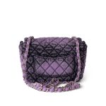 Washed Denim Quilted Small Purple Denimpression Flap Silver Hardware - Image 6
