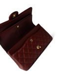 18C Dark Red Glittery Caviar Quilted Classic Flap Aged Gold Hardware - Image 2