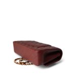 18C Dark Red Glittery Caviar Quilted Classic Flap Aged Gold Hardware - Image 4