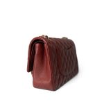 18C Dark Red Glittery Caviar Quilted Classic Flap Aged Gold Hardware - Image 6