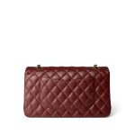 18C Dark Red Glittery Caviar Quilted Classic Flap Aged Gold Hardware - Image 7