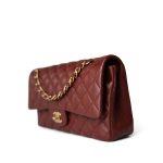 18C Dark Red Glittery Caviar Quilted Classic Flap Aged Gold Hardware - Image 8