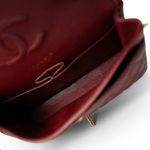 18C Dark Red Glittery Caviar Quilted Classic Flap Aged Gold Hardware - Image 9