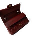 18C Dark Red Glittery Caviar Quilted Classic Flap Aged Gold Hardware - Image 10