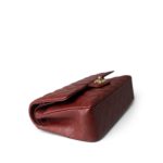 18C Dark Red Glittery Caviar Quilted Classic Flap Aged Gold Hardware - Image 12