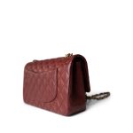 18C Dark Red Glittery Caviar Quilted Classic Flap Aged Gold Hardware - Image 14