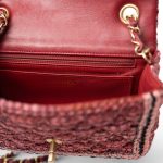 Braided Red / Multicolor Tweed Mini Rectangular Flap Aged Gold Hardware - Image 9