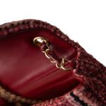 Braided Red / Multicolor Tweed Mini Rectangular Flap Aged Gold Hardware - Image 8
