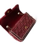 Braided Red / Multicolor Tweed Mini Rectangular Flap Aged Gold Hardware - Image 11
