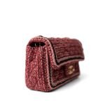 Braided Red / Multicolor Tweed Mini Rectangular Flap Aged Gold Hardware - Image 4