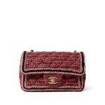 Braided Red / Multicolor Tweed Mini Rectangular Flap Aged Gold Hardware - Image 17