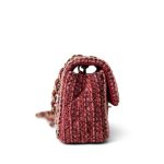 Braided Red / Multicolor Tweed Mini Rectangular Flap Aged Gold Hardware - Image 15