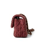 Braided Red / Multicolor Tweed Mini Rectangular Flap Aged Gold Hardware - Image 16
