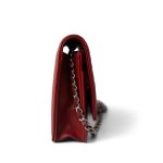 Dark Red Camellia Lambskin Wallet on Chain Silver Hardware - Image 5