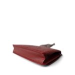 Dark Red Camellia Lambskin Wallet on Chain Silver Hardware - Image 12