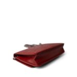 Dark Red Camellia Lambskin Wallet on Chain Silver Hardware - Image 11
