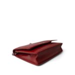 Dark Red Camellia Lambskin Wallet on Chain Silver Hardware - Image 8