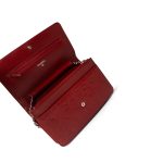 Dark Red Camellia Lambskin Wallet on Chain Silver Hardware - Image 14